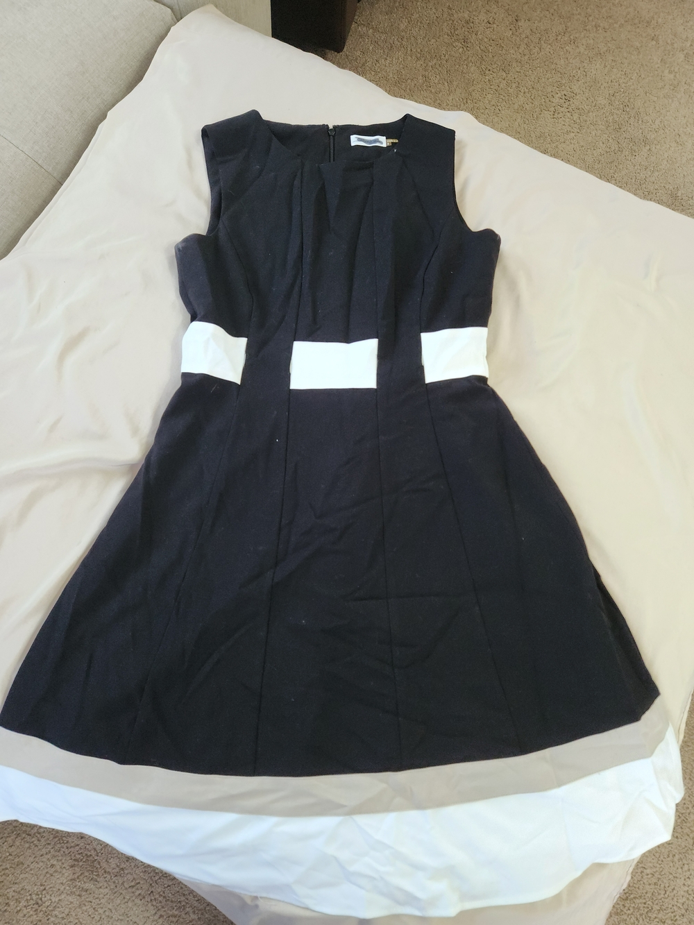 Calvin Klein Classic Black & White Fit-and-Flare Dress